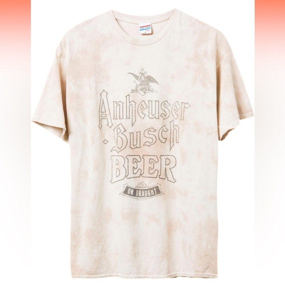 Junk Food Clothing x Budweiser Tie Dyed Graphic Flea Market Tee in Color Oliva